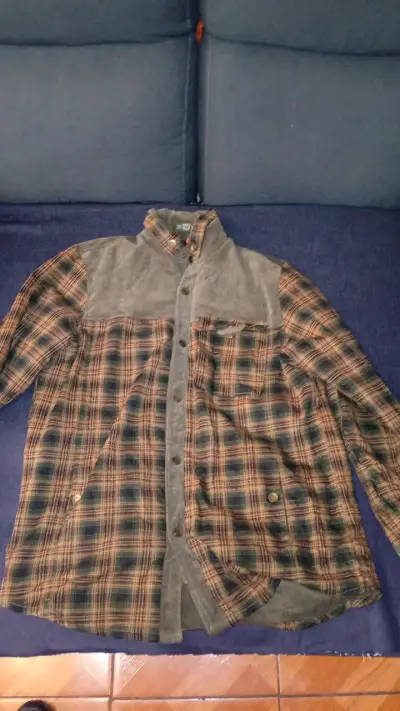 Chaqueta de pana verde con forro a cuadros - miniatura 3