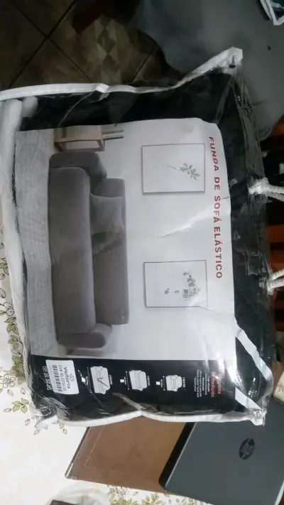 Funda elástica para sofá negro - miniatura 1