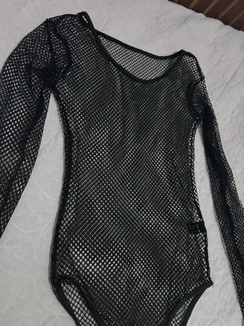 Body de malla negro transparente - 1