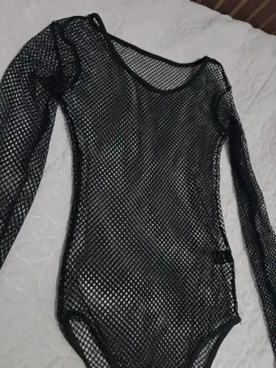 Body de malla negro transparente - miniatura 1