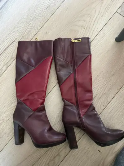 Botas Gacel 36 de cuero bicolor con tacón alto - miniatura 2