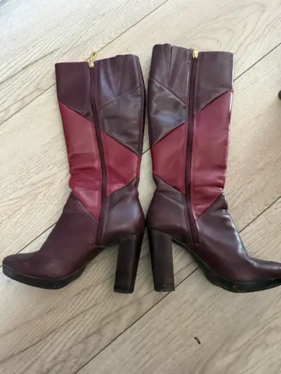 Botas Gacel 36 de cuero bicolor con tacón alto - miniatura 5