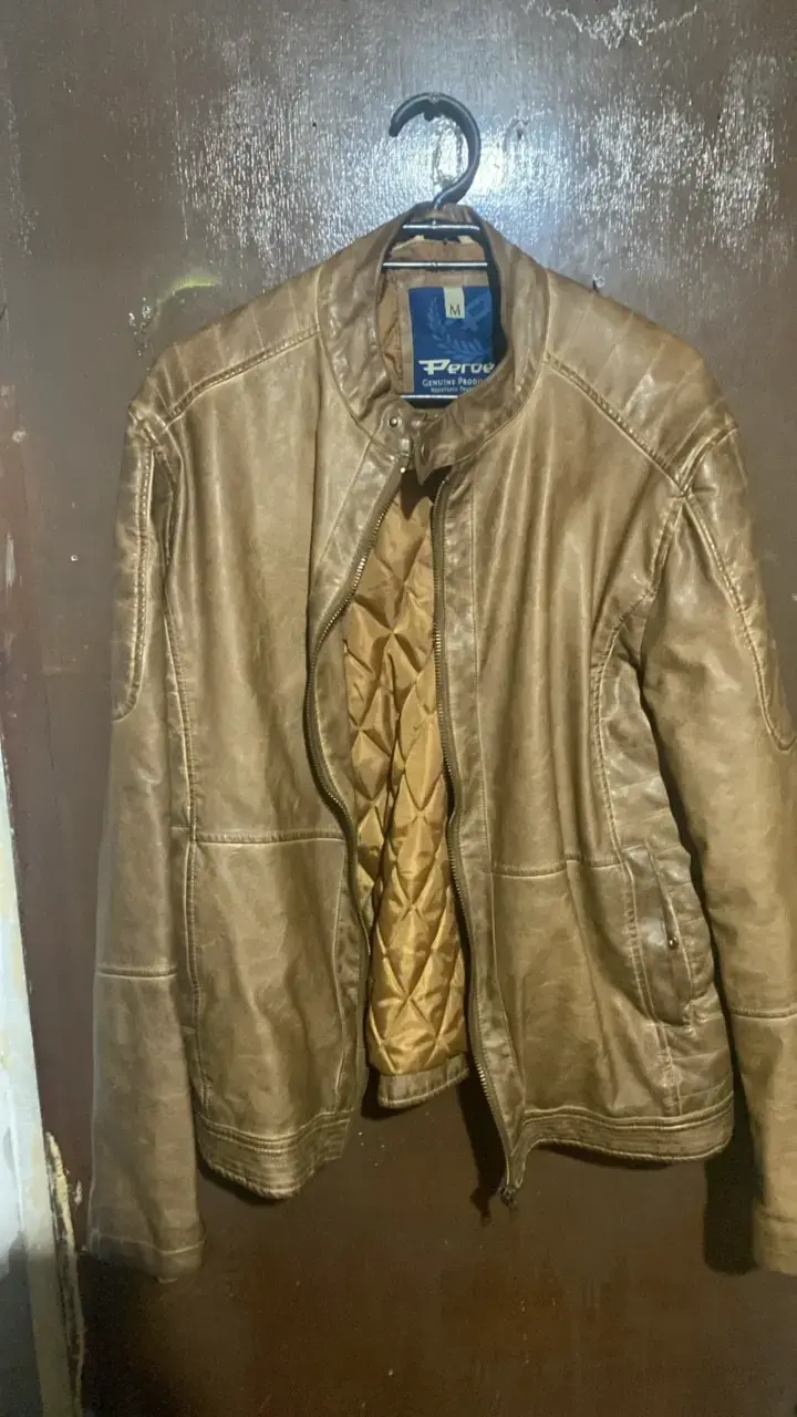 Chaqueta de cuero marrón Perve talla M - 1
