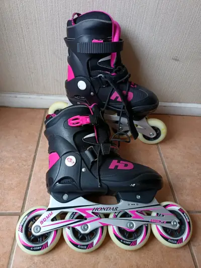 Patines en línea Hondar negros y rosados - miniatura 4