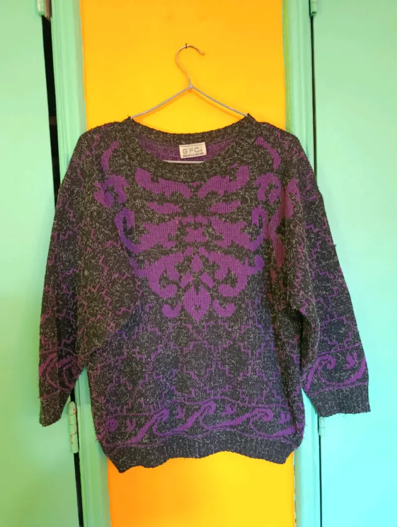 Chaleco vintageGFC gris y morado - 1