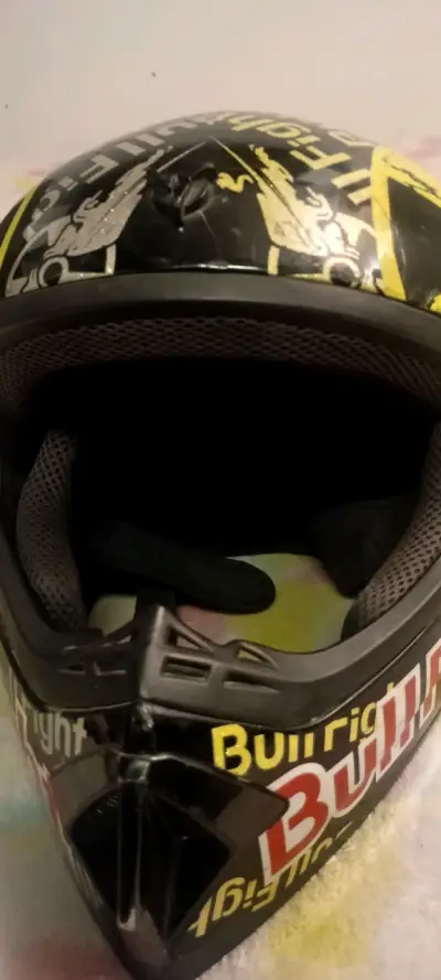Casco Bullfight para motocross negro y amarillo - miniatura 3