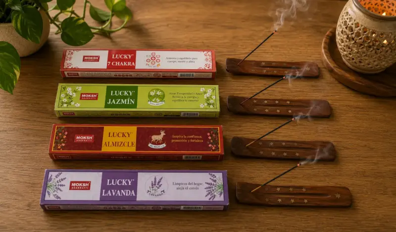 inciensos Moksh aromáticos variados