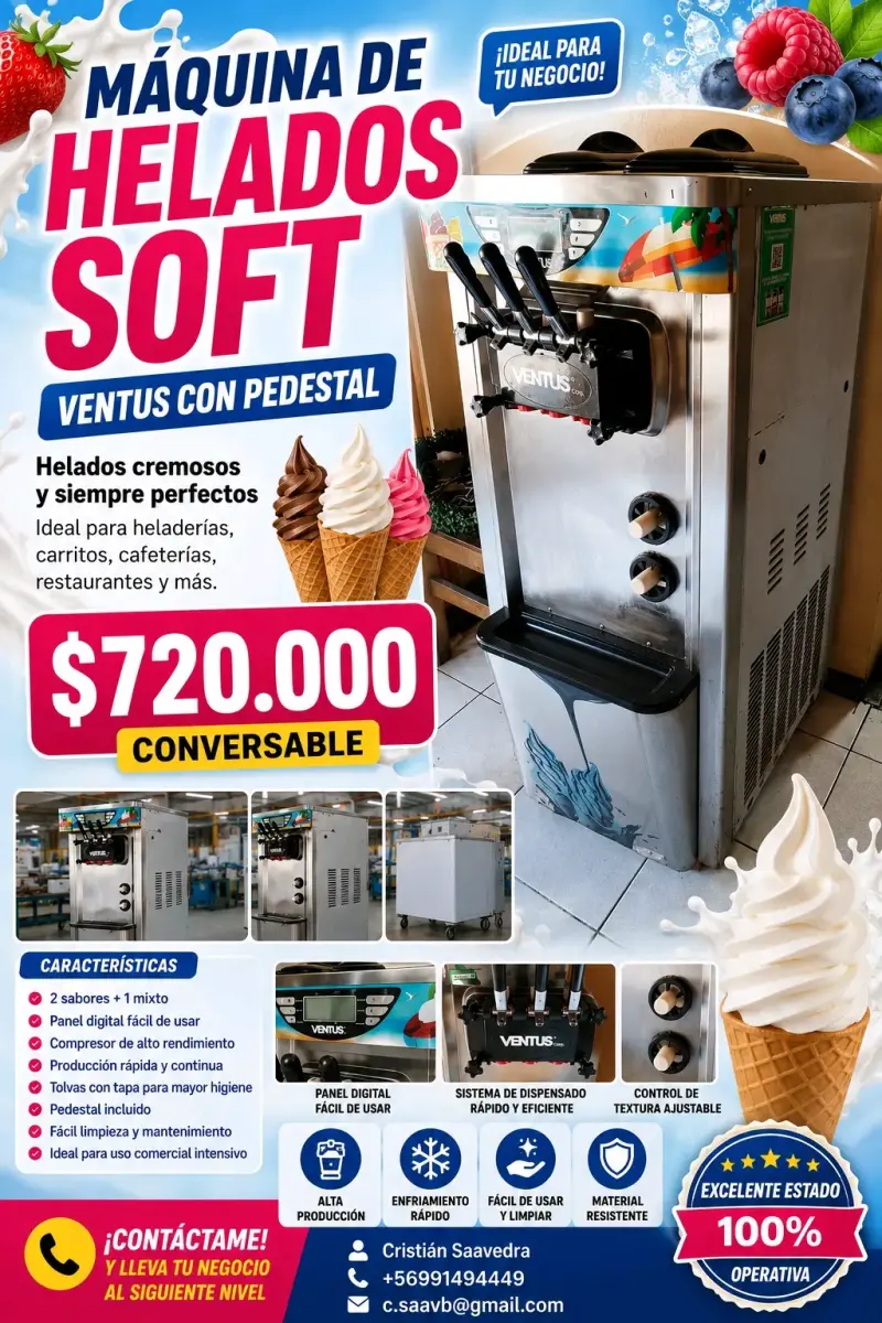 Máquina de helados soft Ventus con pedestal