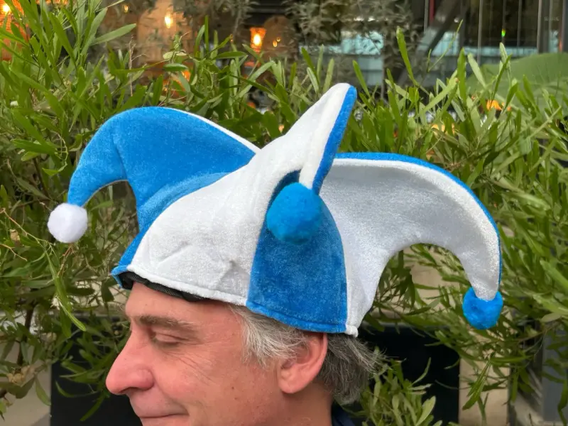 Sombrero bufón azul y blanco. Argentina - 5