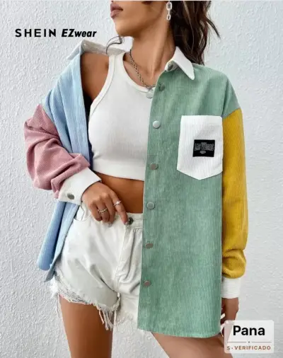 Camisa de pana multicolor Shein EZwear - miniatura 1