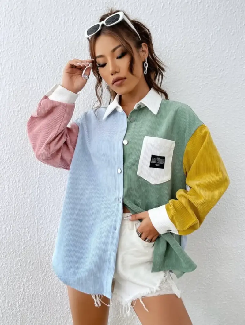 Camisa de pana multicolor Shein EZwear - 2