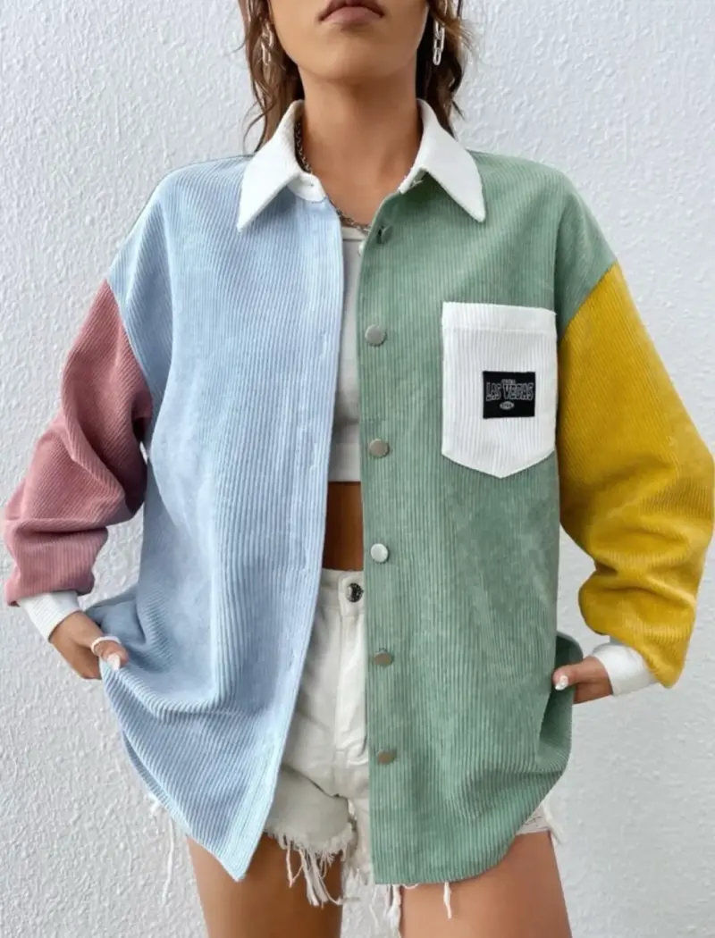 Camisa de pana multicolor Shein EZwear - 3