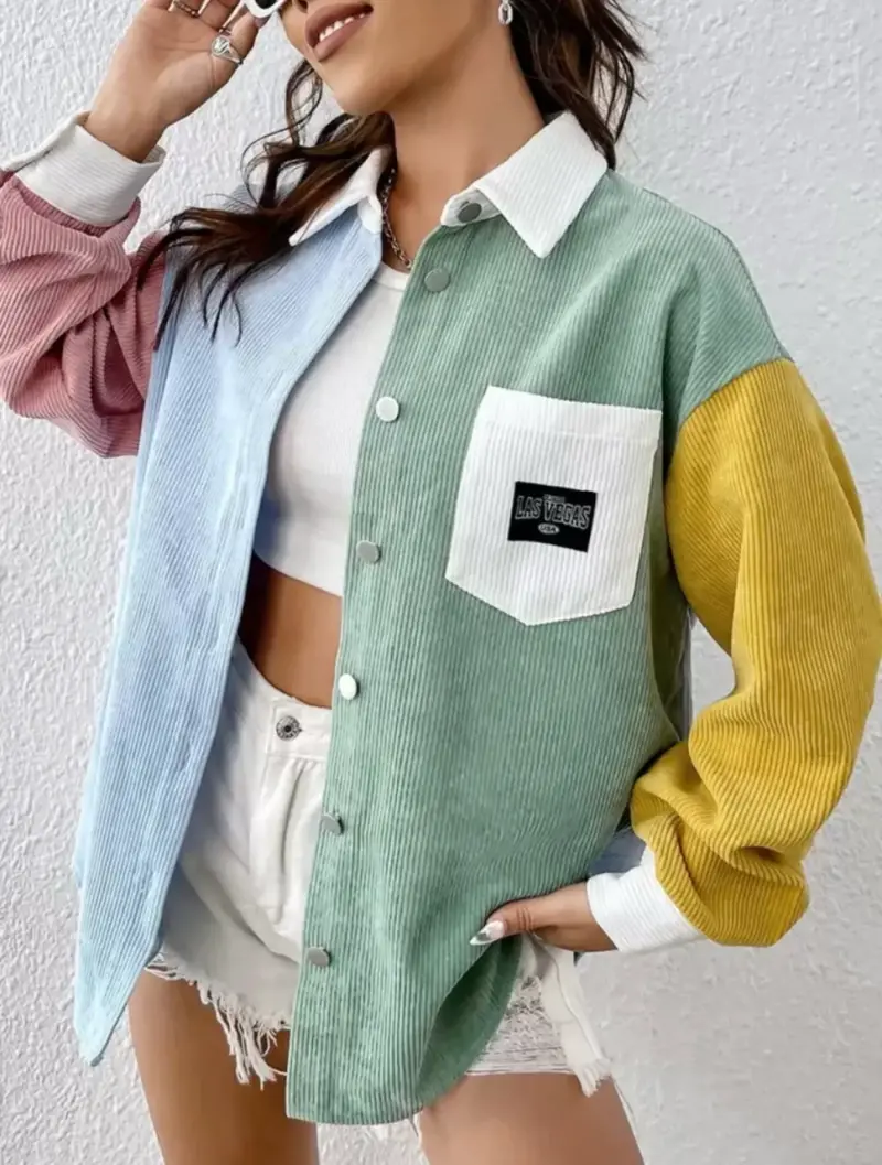 Camisa de pana multicolor Shein EZwear - 5