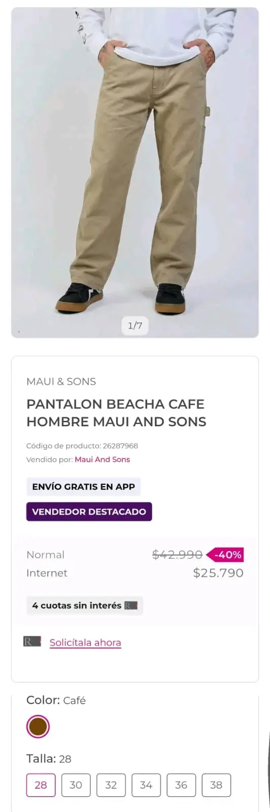 Pantalón café hombre Maui and Sons