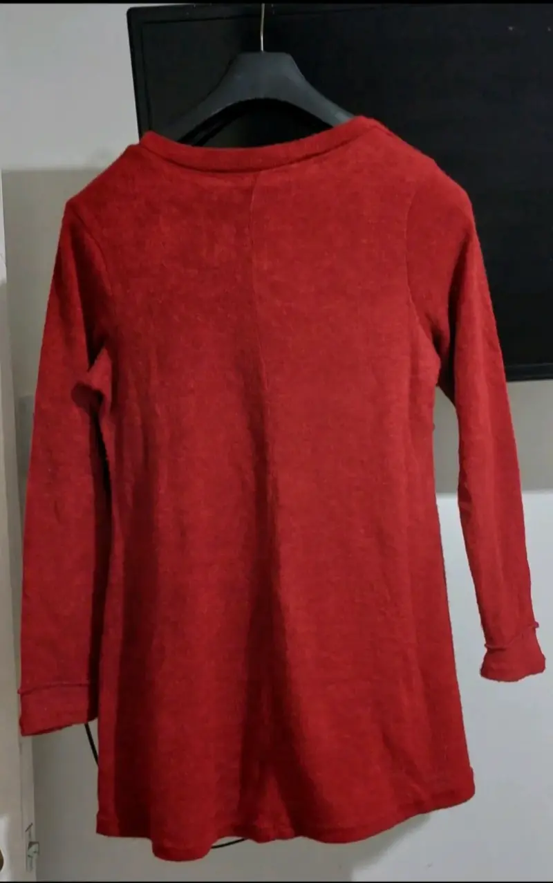 Vestido rojo de lanilla delga - 2