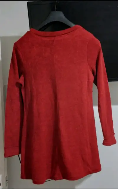 Vestido rojo de lanilla delga - miniatura 2