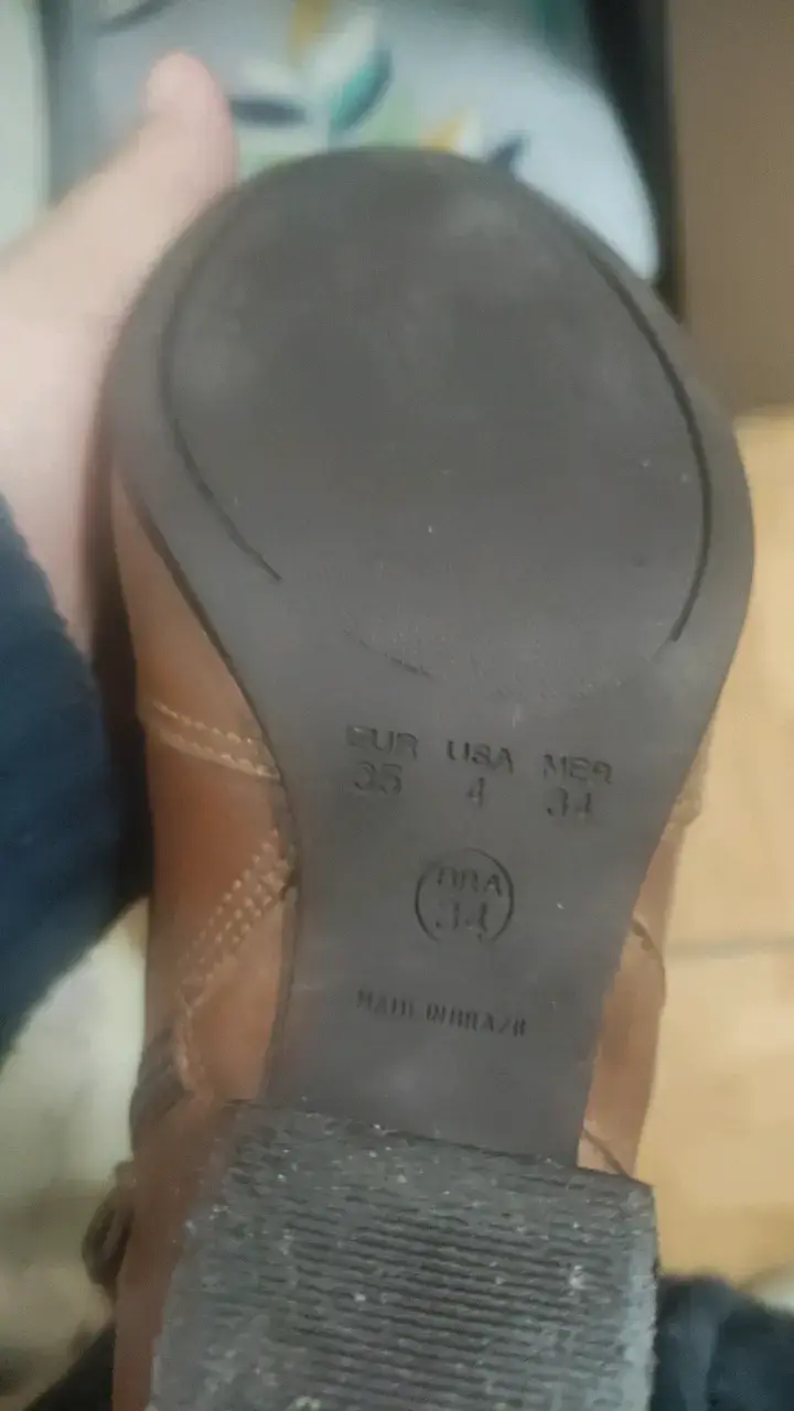 Botines de cuero marrón con tacón 34 bra - 3