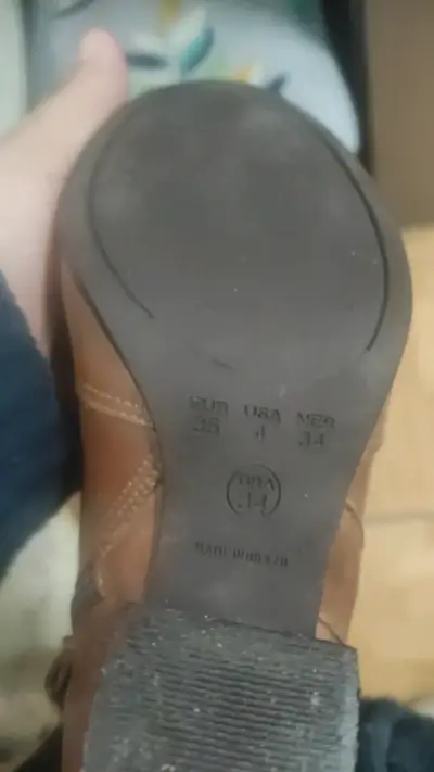Botines de cuero marrón con tacón 34 bra - miniatura 3