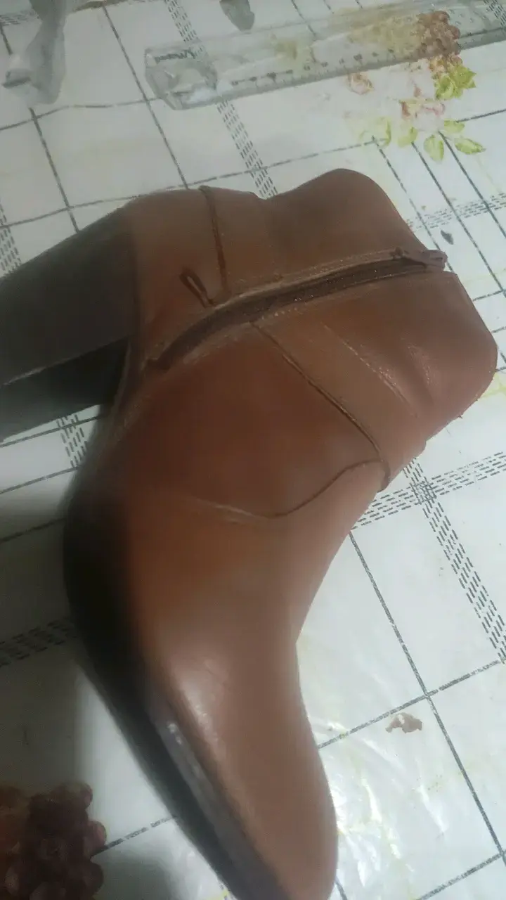 Botines de cuero marrón con tacón 34 bra - 4
