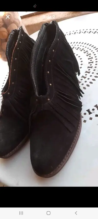 Botines negros con flecos - miniatura 5