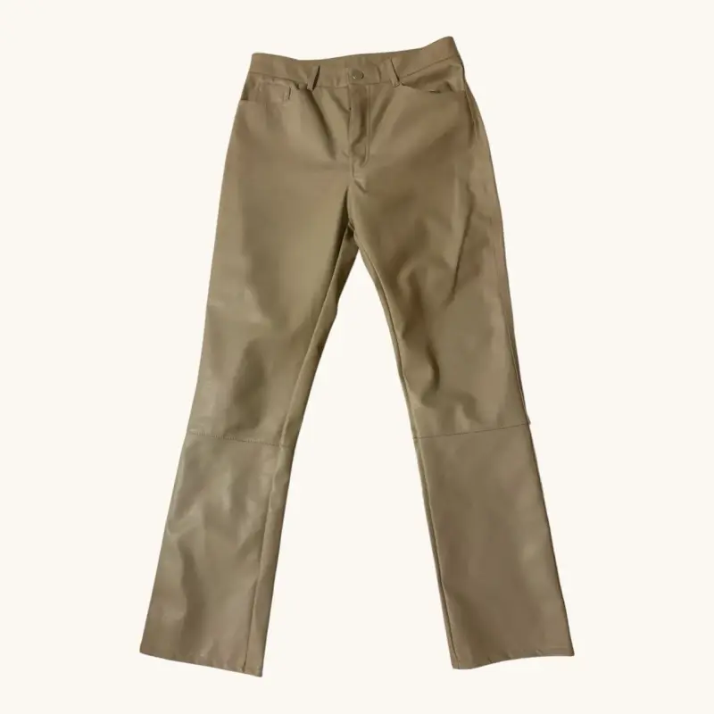 Pantalones de cuero beige para mujer - 1