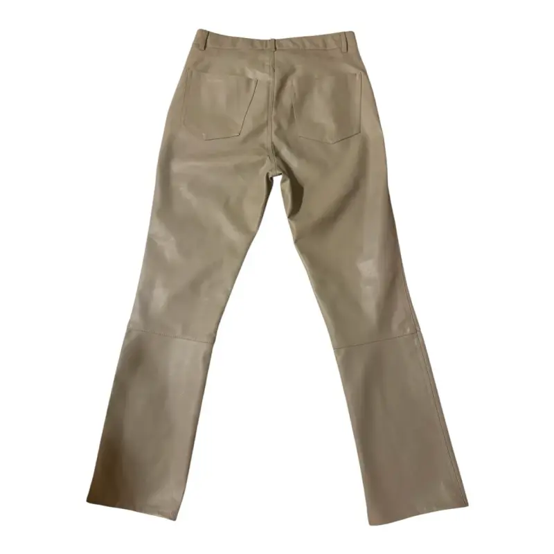 Pantalones de cuero beige para mujer - 2