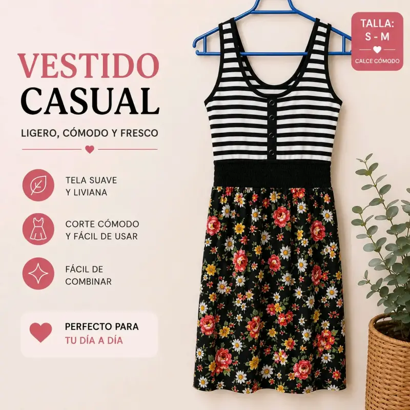Vestido casual cómodo y fresco talla s-m