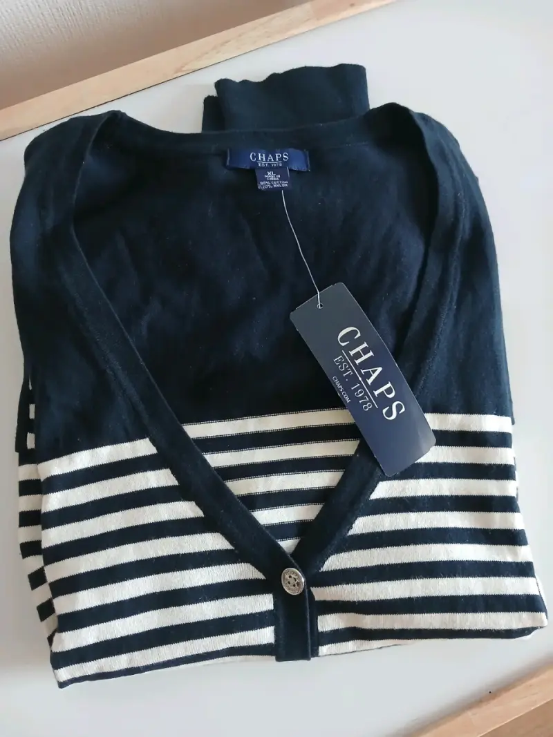 Cardigan Chaps a rayas azul y blanco - 1