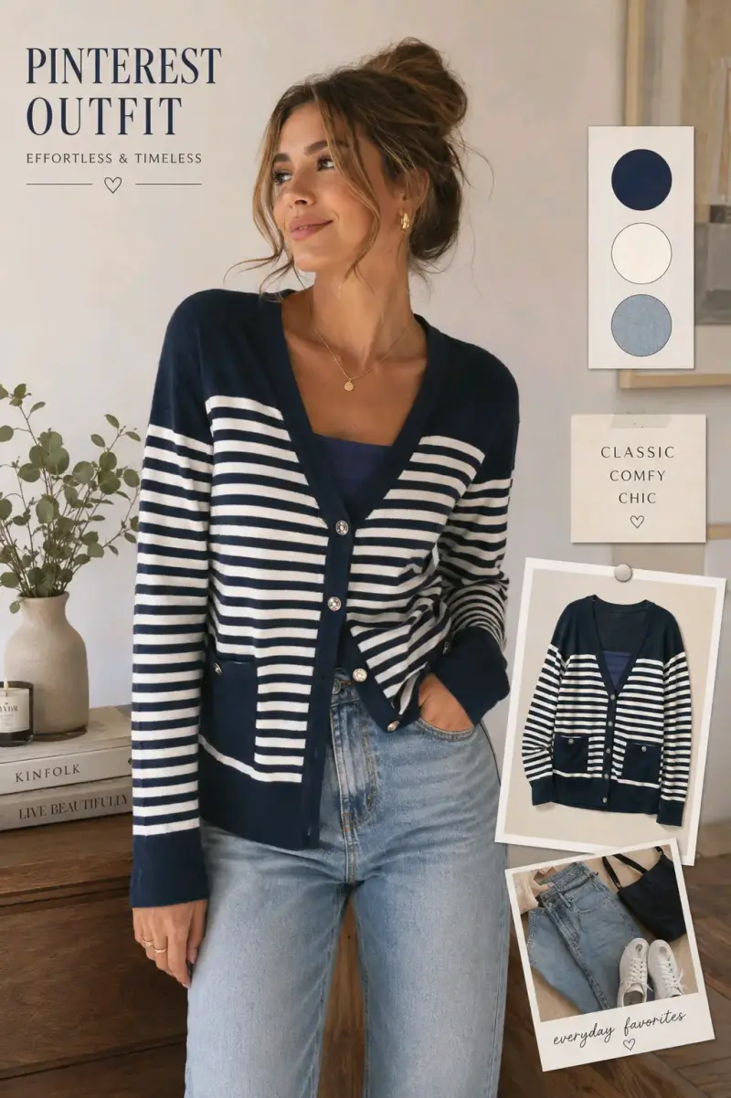 Cardigan Chaps a rayas azul y blanco - 2