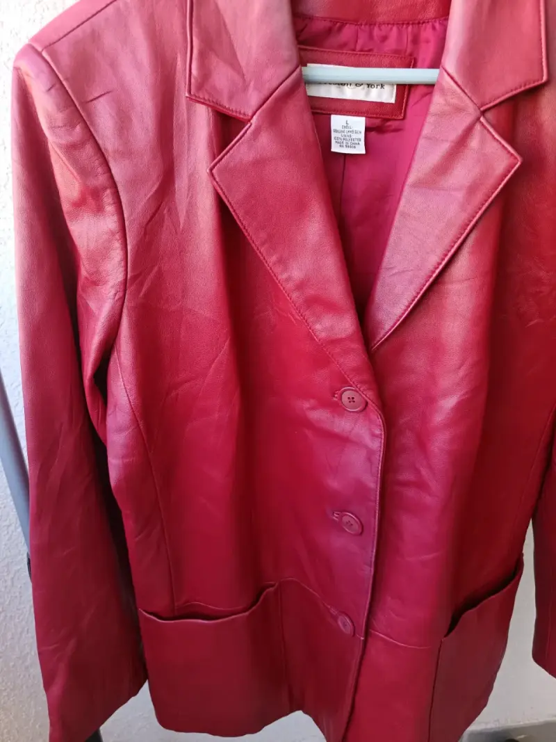 Chaqueta de cuero roja para mujer - 2