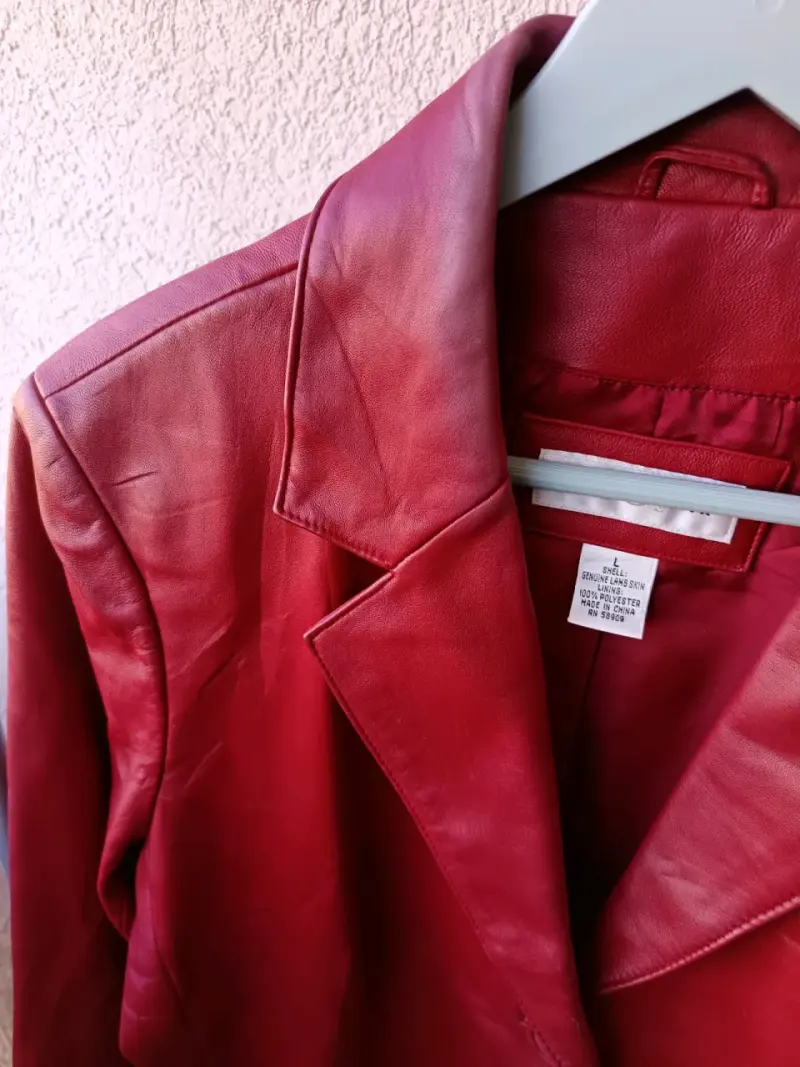 Chaqueta de cuero roja para mujer - 3