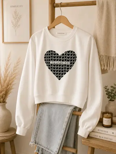 Polerón blanco con diseño de corazón - miniatura 4