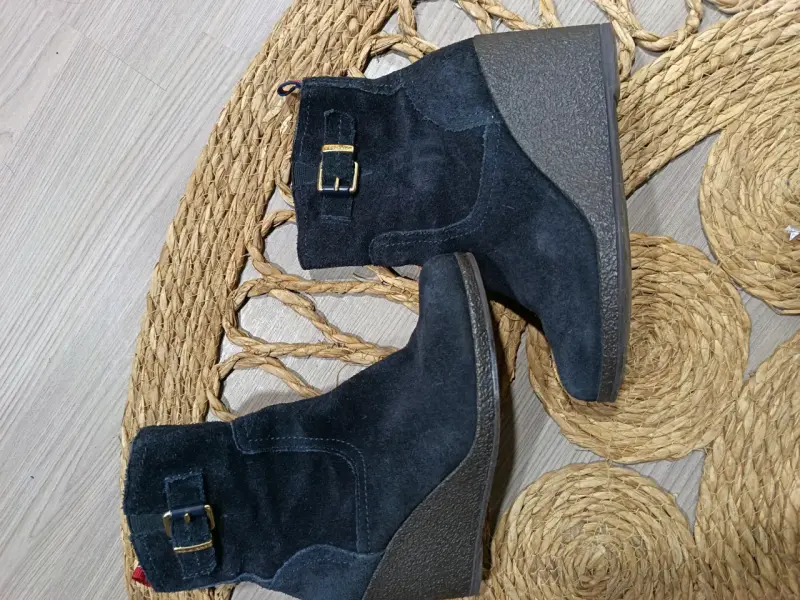 Botines de gamuza azul con hebilla - 2