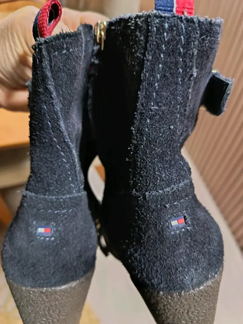 Botines de gamuza azul con hebilla - 3
