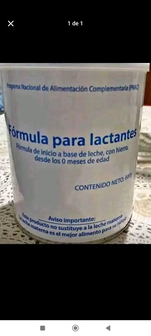 Fórmula para lactantes 800g con hierro