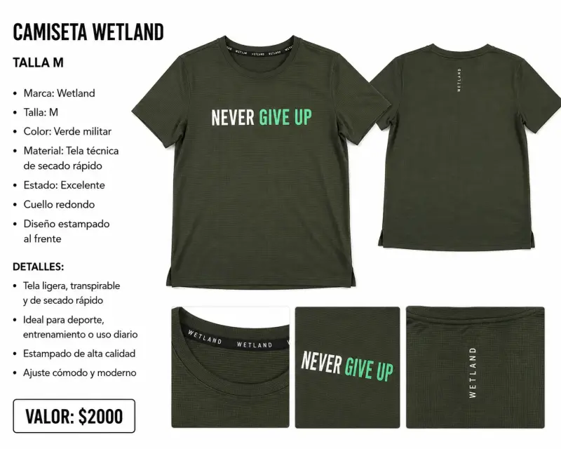 Camiseta Wetland verde militar con estampado