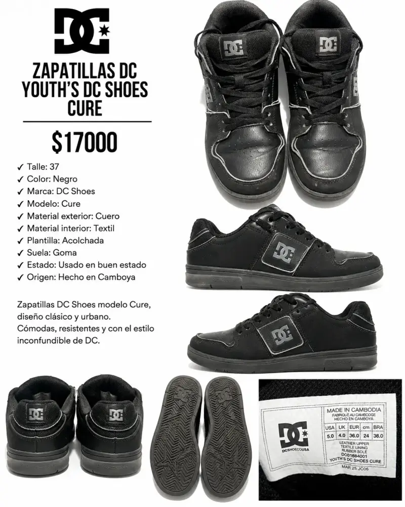 Zapatillas DC Shoes Cure negras talla 37