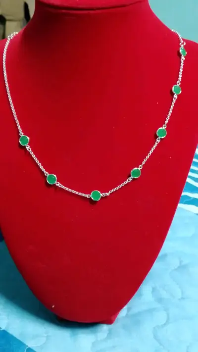 Pulsera de plata con corazón verde - miniatura 2