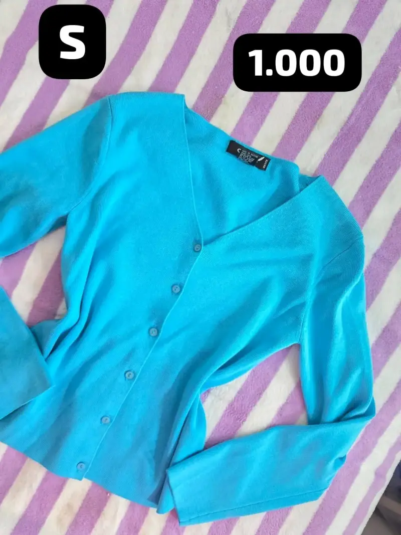 Cárdigan azul claro de mujer talla S