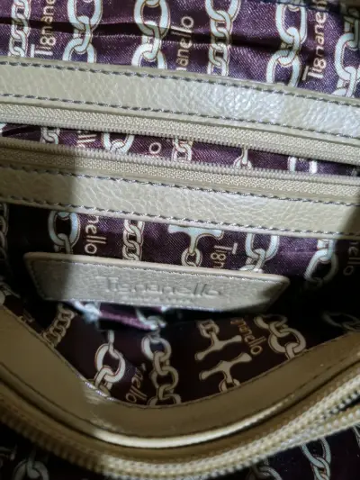 Bolso de cuero beige con asas largas - miniatura 3
