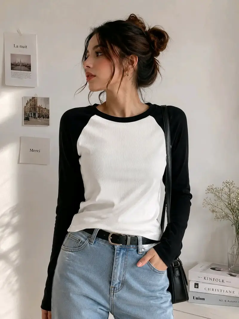 Polera manga larga SheinX bicolor - 3