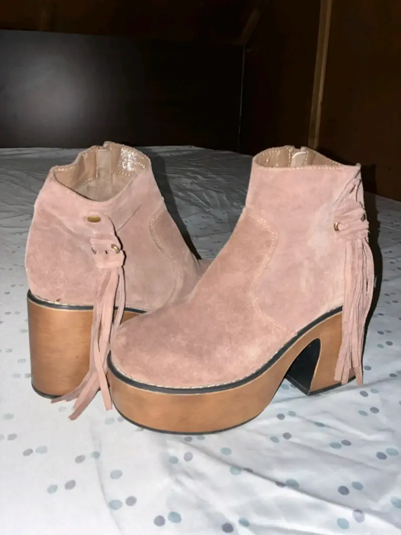 Botines de gamuza rosados con plataforma - 1
