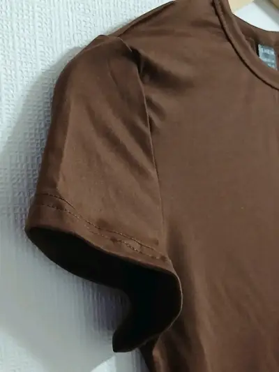 Polera  Shein tipo Crop ajustada marrón para mujer - miniatura 3