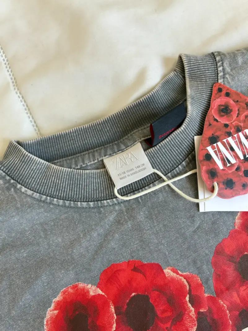 Polera Zara gris Nirvana con diseño de corazón - 3