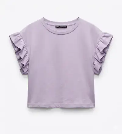 Polera lila con volantes Zara - miniatura 1