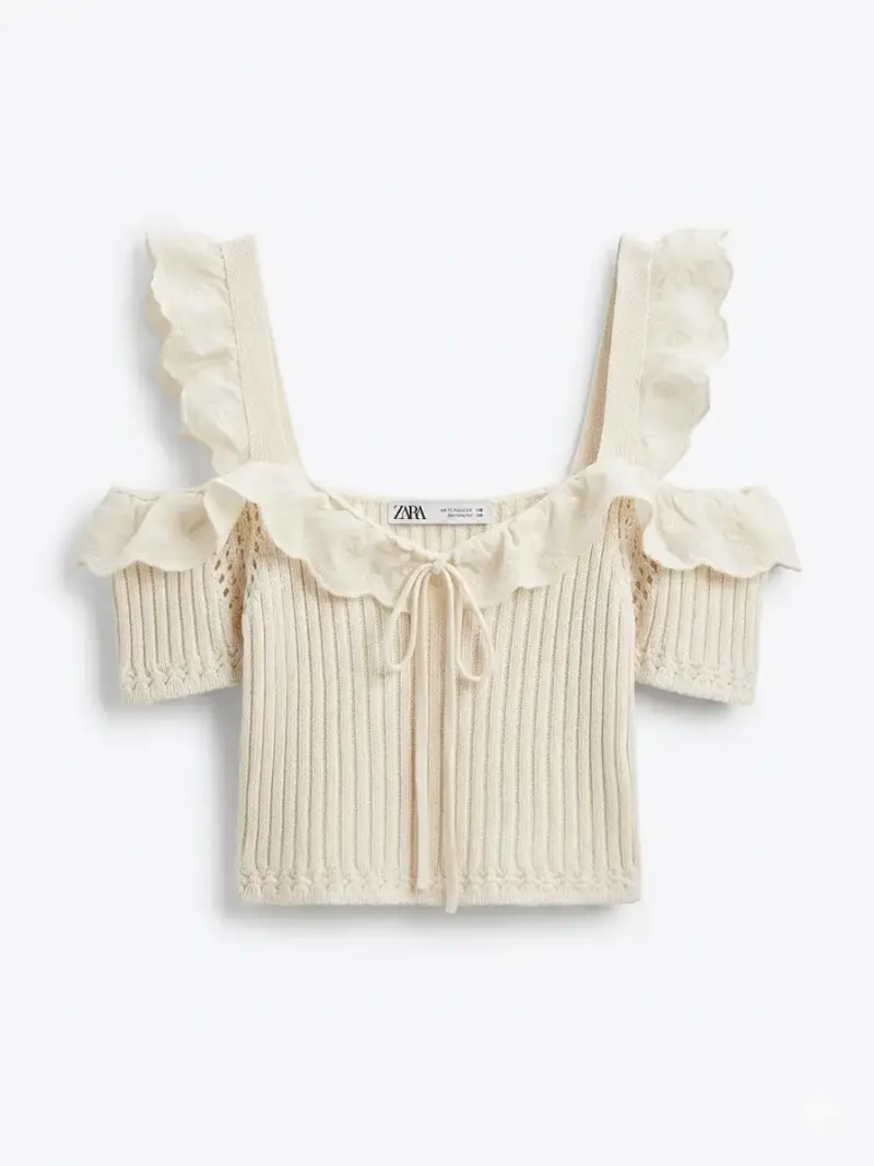 Top de punto con volantes Zara - 2