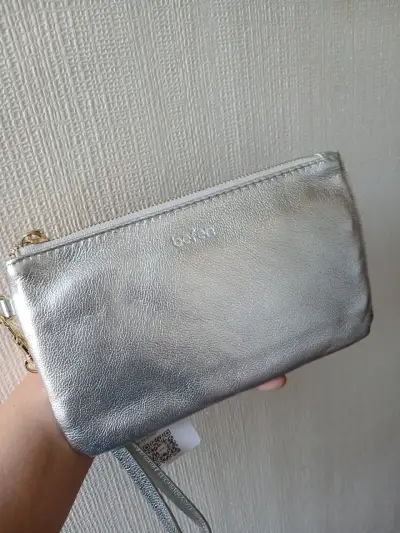 Cartera de Mano plateada Befen de cuero - miniatura 1