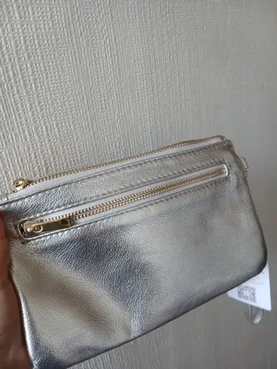 Cartera de Mano plateada Befen de cuero - miniatura 2