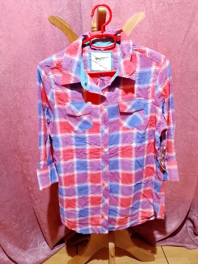 Camisa a cuadros Arizona Jeans rosa y azul
