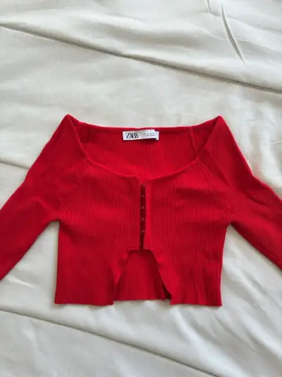 Cardigan rojo de punto Zara - miniatura 1